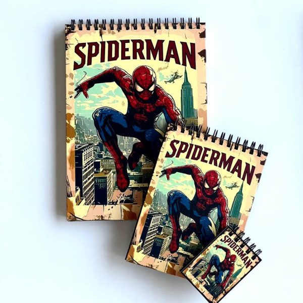 دفترچه جلد چوبی طرح spiderman